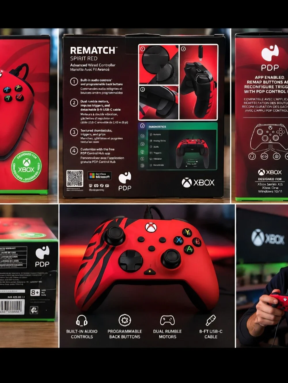 Rematch Wired Xbox Controller - Spirit Red